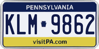 PA license plate KLM9862