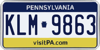 PA license plate KLM9863