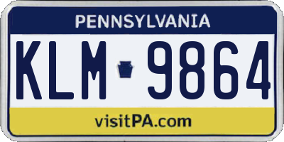 PA license plate KLM9864