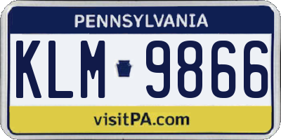 PA license plate KLM9866