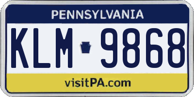 PA license plate KLM9868