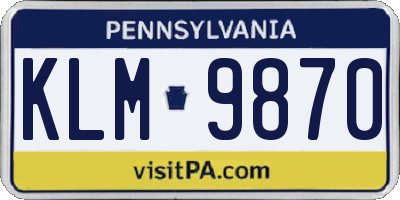 PA license plate KLM9870