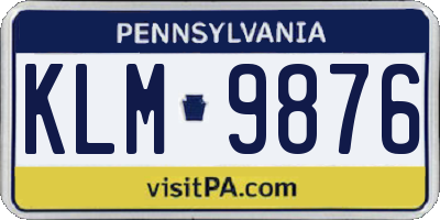 PA license plate KLM9876