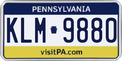 PA license plate KLM9880