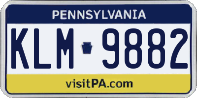 PA license plate KLM9882