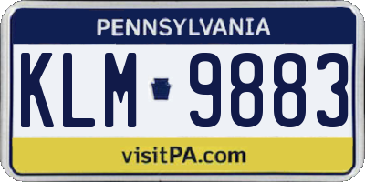 PA license plate KLM9883