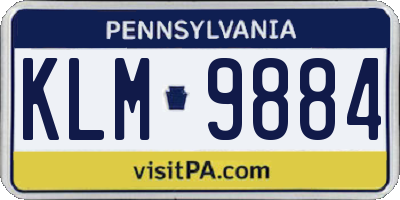 PA license plate KLM9884