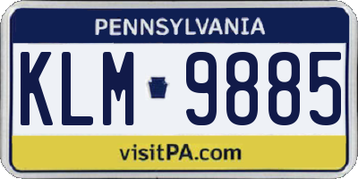PA license plate KLM9885