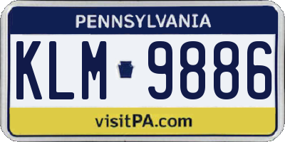 PA license plate KLM9886
