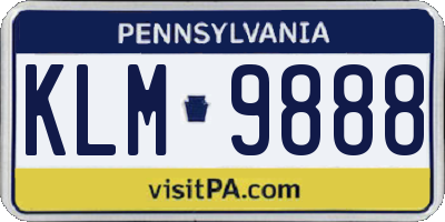 PA license plate KLM9888