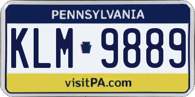 PA license plate KLM9889