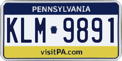PA license plate KLM9891