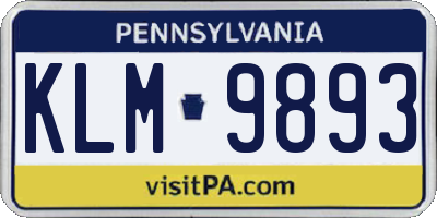 PA license plate KLM9893