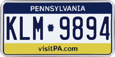 PA license plate KLM9894