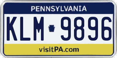 PA license plate KLM9896