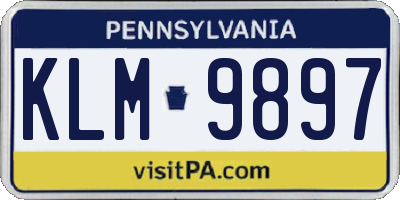 PA license plate KLM9897