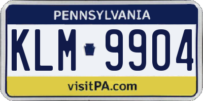 PA license plate KLM9904