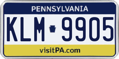 PA license plate KLM9905