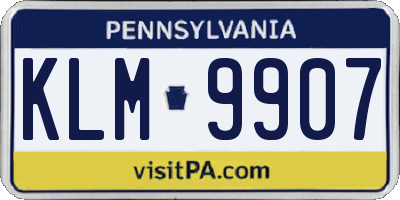 PA license plate KLM9907