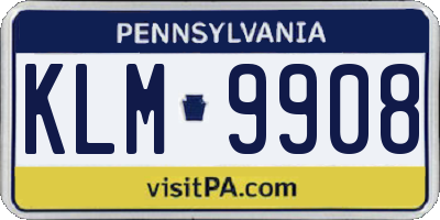 PA license plate KLM9908