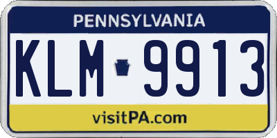 PA license plate KLM9913