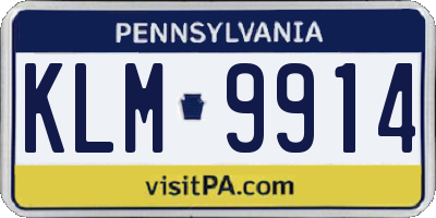 PA license plate KLM9914