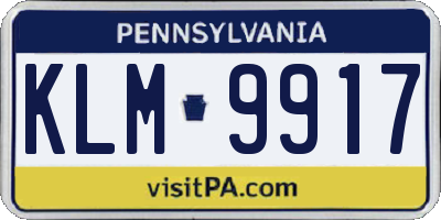 PA license plate KLM9917
