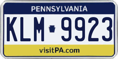 PA license plate KLM9923
