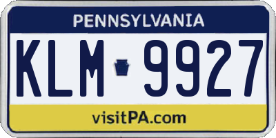 PA license plate KLM9927
