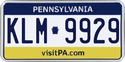 PA license plate KLM9929
