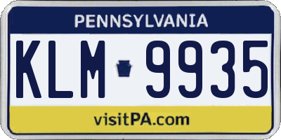 PA license plate KLM9935