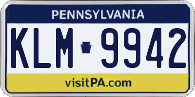 PA license plate KLM9942