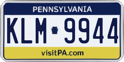 PA license plate KLM9944