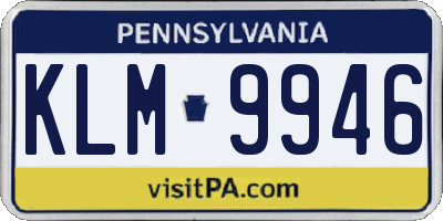PA license plate KLM9946