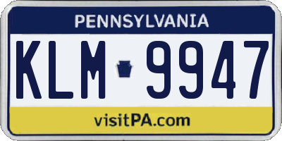PA license plate KLM9947