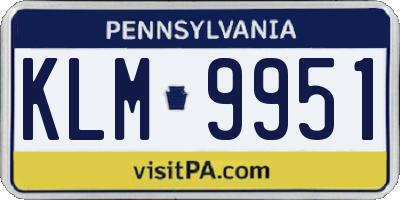 PA license plate KLM9951