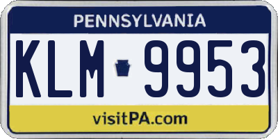 PA license plate KLM9953