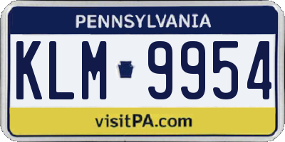 PA license plate KLM9954