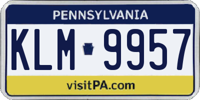 PA license plate KLM9957