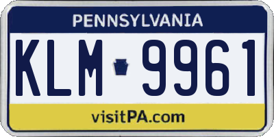 PA license plate KLM9961
