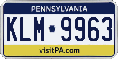 PA license plate KLM9963