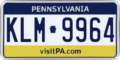 PA license plate KLM9964