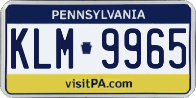 PA license plate KLM9965