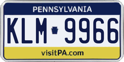 PA license plate KLM9966