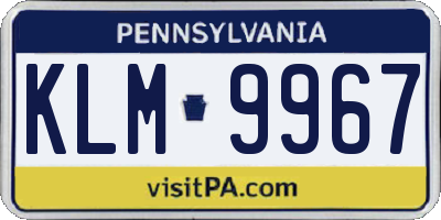 PA license plate KLM9967