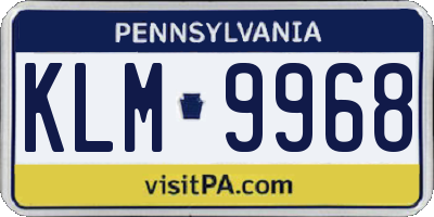 PA license plate KLM9968