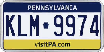 PA license plate KLM9974