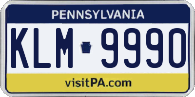 PA license plate KLM9990