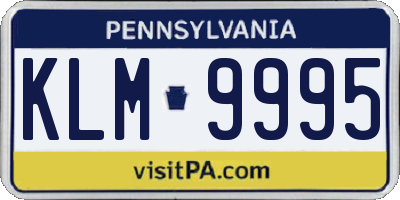 PA license plate KLM9995