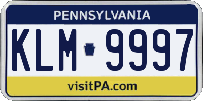 PA license plate KLM9997